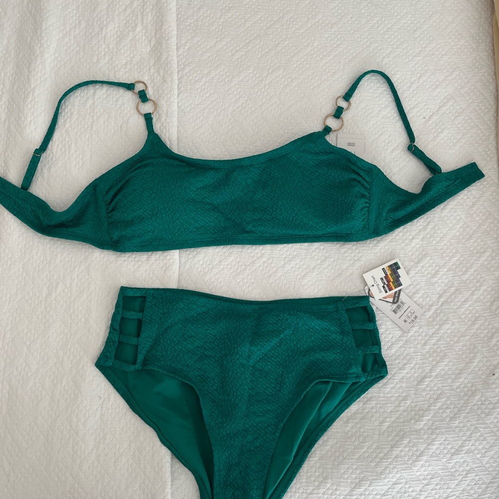 Time & Tru Bikini with Bralette Top (size L) and High Waisted Bottom (size M)